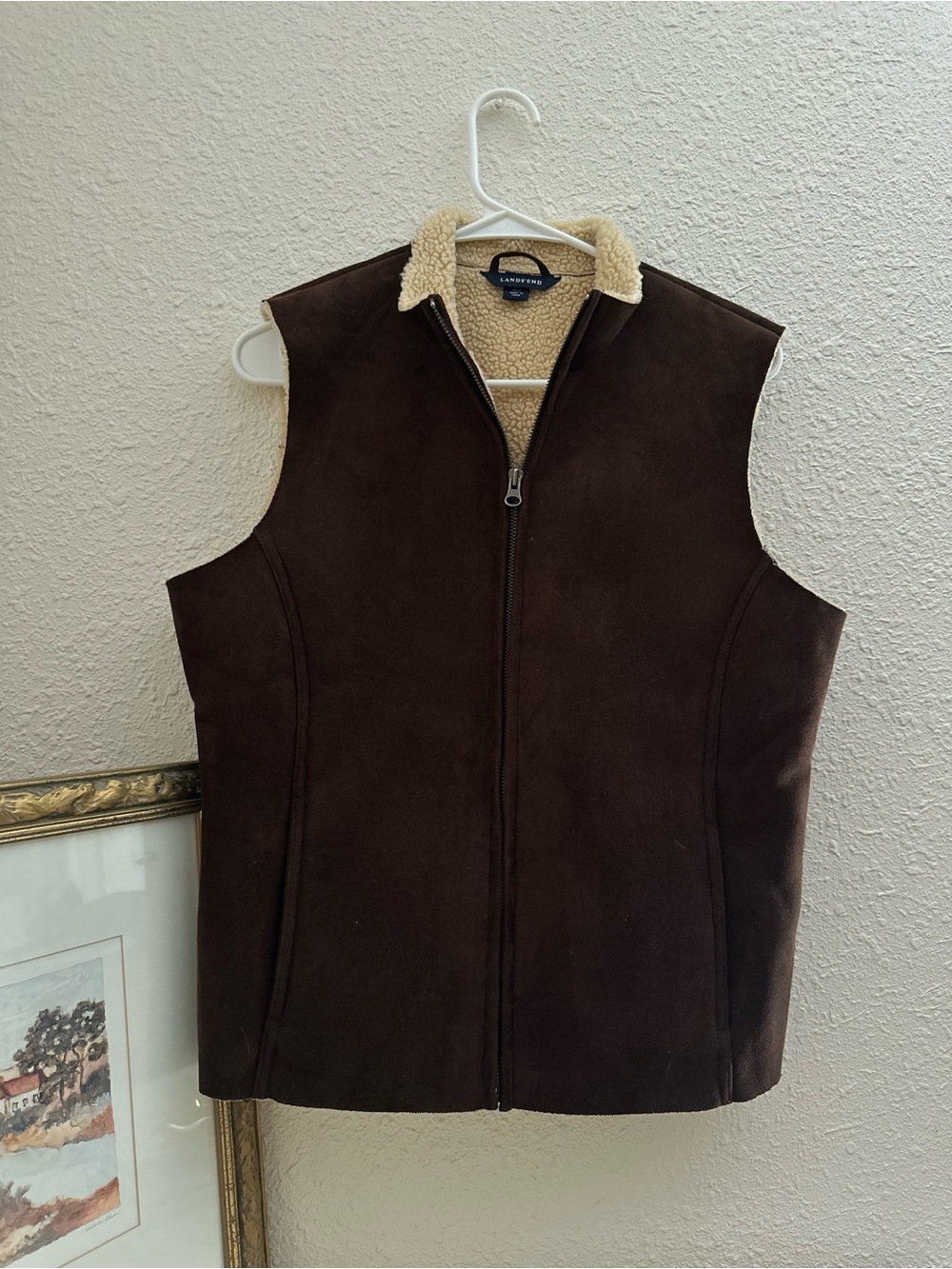 Lands' End Brown Sherpa-Lined Men’s Vest